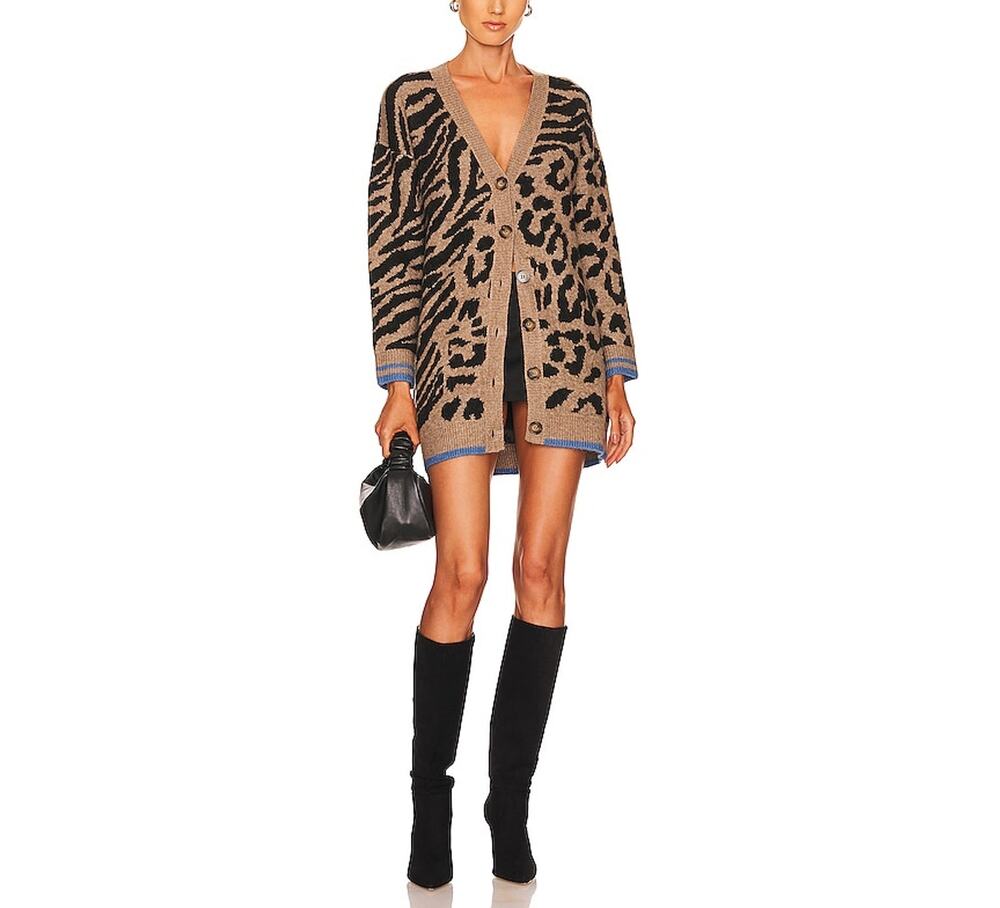 Heartloom Animal Print Multicolor Citrine Cardigan Size XS